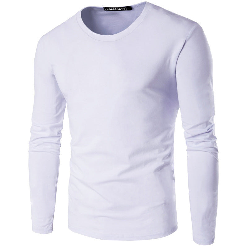 Solid Color Men's Round Neck Slim Long Sleeve T-shirt