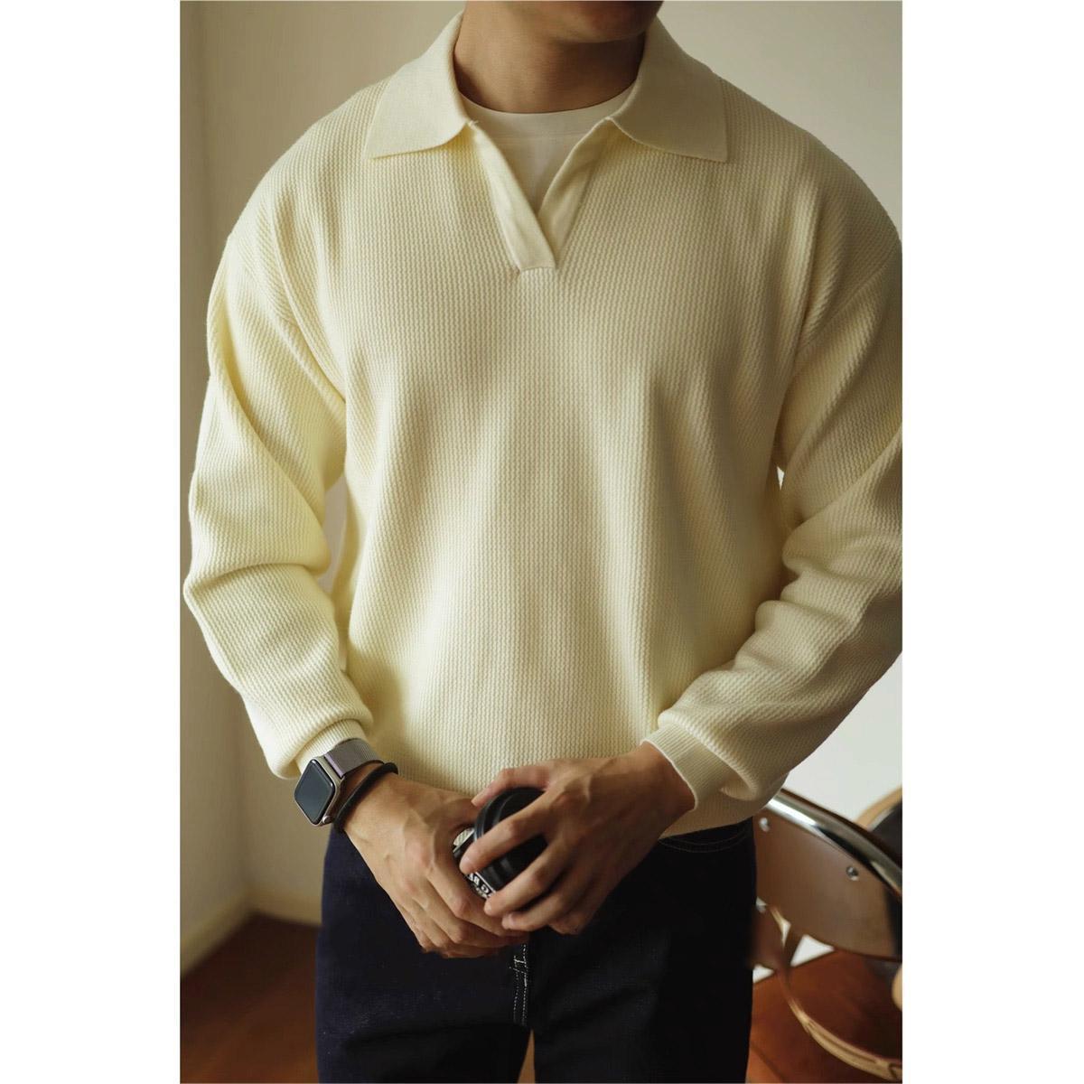 Lapel Warm Men's Long Sleeve Base